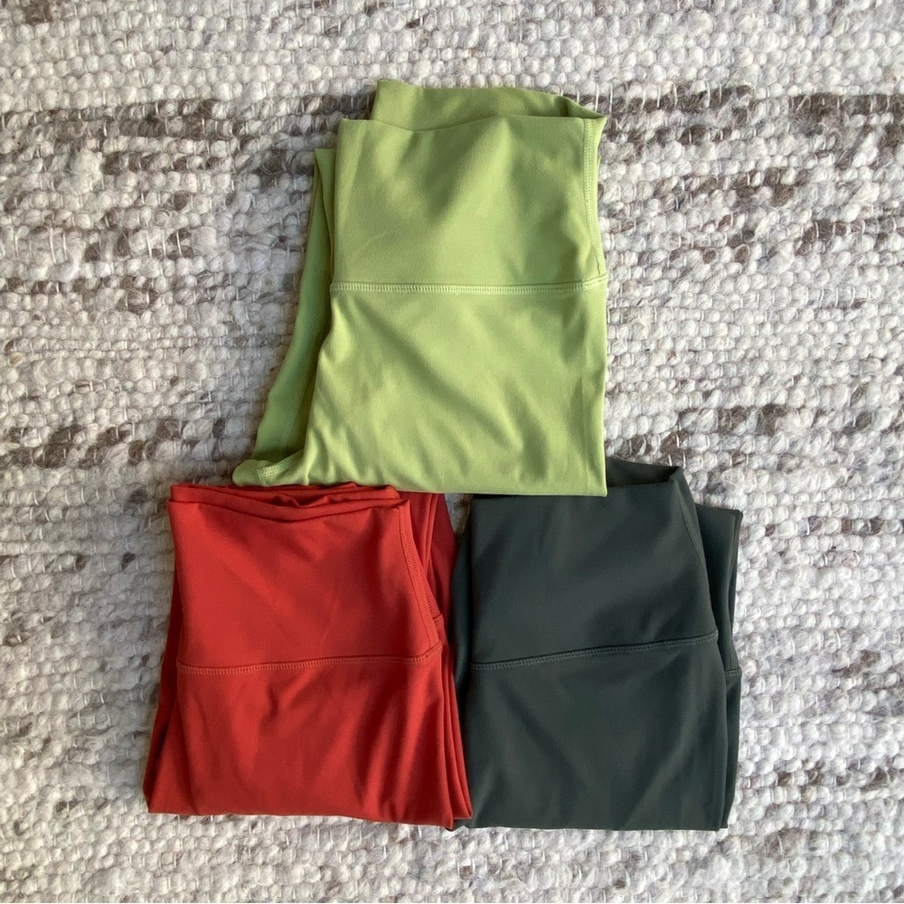 ✨Bundle Deal✨ Noli Yoga High-Waist Leggings (3) – Red/Chartreuse/Hunter, Size M